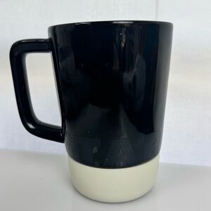 STARBUCKS TRAVEL MUG RUBBER BOTTOM COFFEE MUG Black and Cream Ceramic Mug 14oz